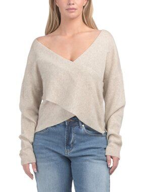 SCOTT AND SCOTT LONDON Merino Wool And Cashmere Blend Cross Over Boyfriend Ribbe